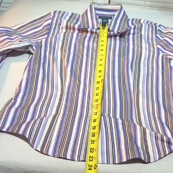 Jones New York Purple and Brown Casual Button Down Shirt - Picture 9 of 12